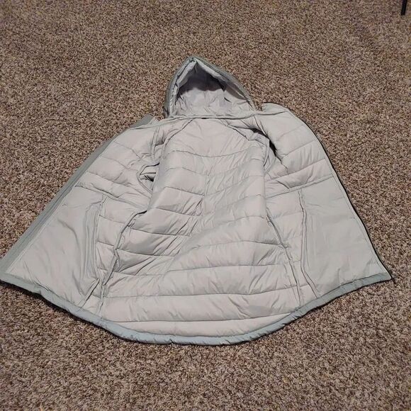 Reflective Hooded Puffer Jacket Silver/Gray Sz M - Picture 7 of 11